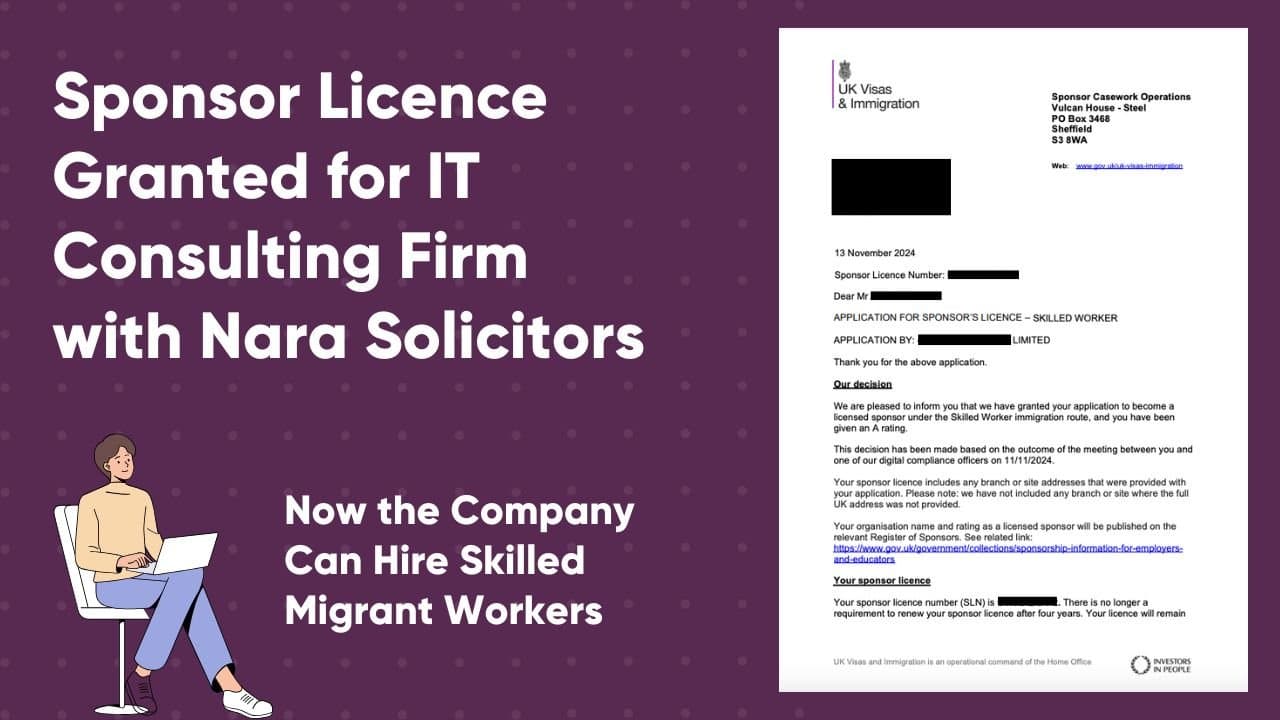 Sponsor licence Granted for IT Consulting Firm with Nara Solicitors