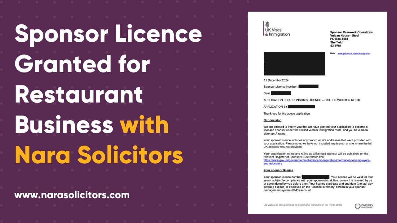 Sponsor Licence Granted for Restaurant Business Based in Northern Ireland in 2 Working days.