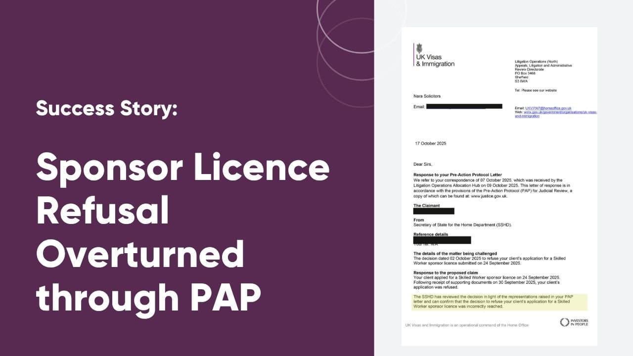 Sponsor Licence Refusal Overturned through PAP