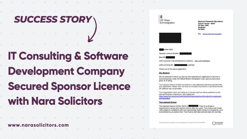 Sponsor Licence Granted for Software Development & IT Consulting Company