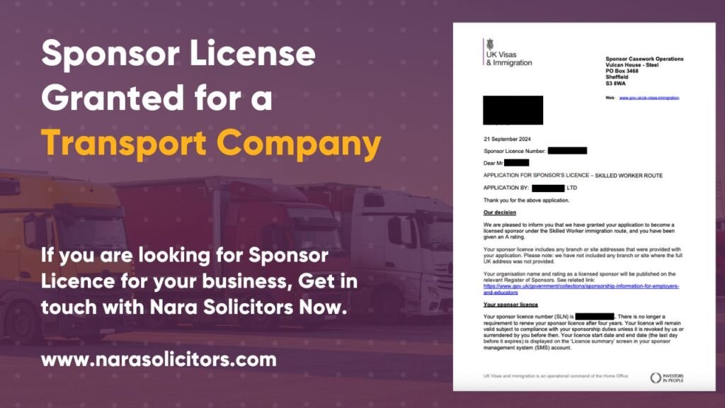 sponsor licence for transport company uk