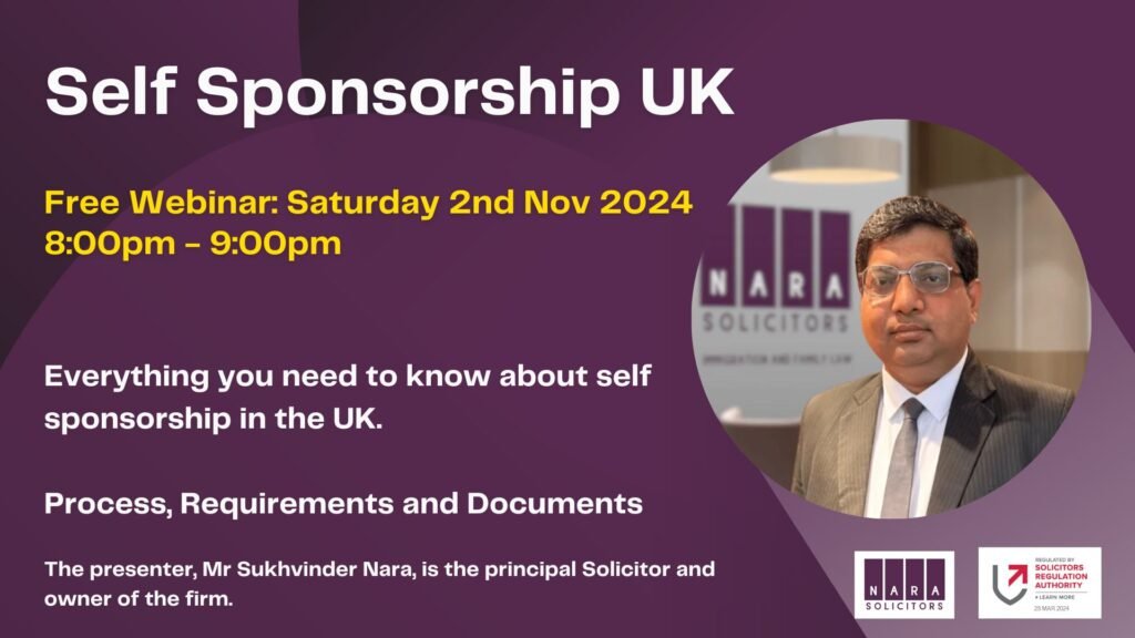 UK Immigration covering self sponsorship visa